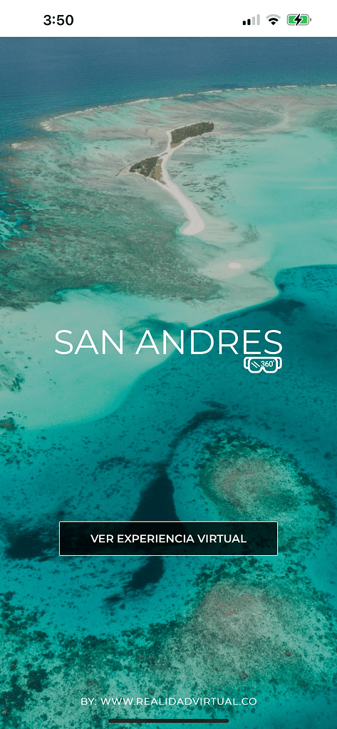 Vista interactiva con descripción contextual de San Andrés Isla para turistas